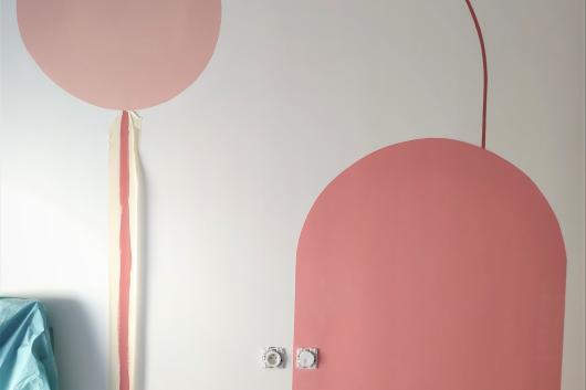 Fresque Estelle en cours de peinture