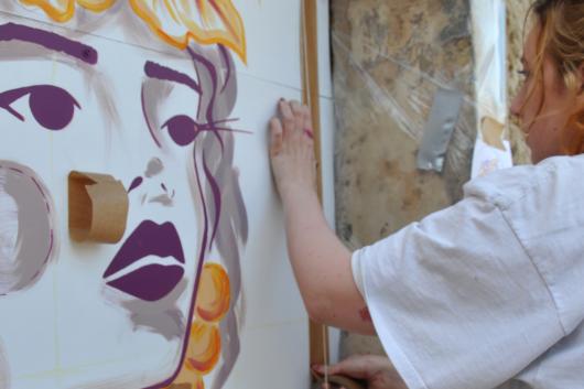 pose du skotch pour le tracé des arches